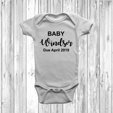 Personalised Birth Announcement Baby Grow Body Suit Vest Cute Pregnancy Reveal