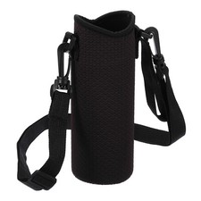 66x185mm Water Bottle Sling Bag Insulated Bottle Holder Carrier Textured Black