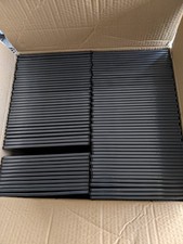 Box of 94 empty 1-disc DVD cases black 7mm. Pre-owned but new and unused.