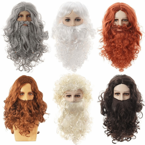 Santa claus beard and wig - claus, set