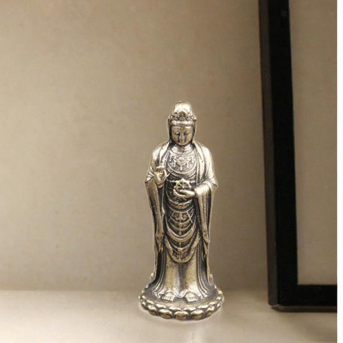 Brass goddess statue - brass, yin