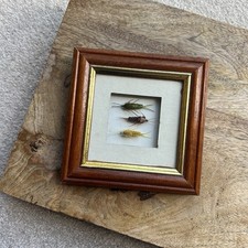 3 Vintage Framed Fly Fishing Lures Flies Man Cave Gift