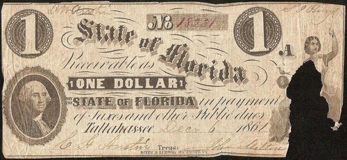 1861 dollar bill florida - $1,