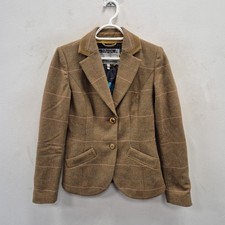 Joules Woodhaven Brown Wool Check Tweed Country Races Hacking Blazer Jacket Uk 8