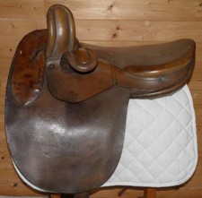 Victorian 1895 Tan Brown Leather Side Saddle 17" Seat By Andrew Watt Edinburgh