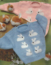 Baby Sweater with Bunny motif Knitting Pattern in DK 18-20"  392 