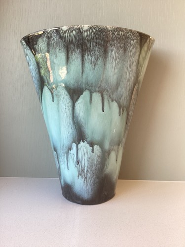 Conical vase drip glazed - drip,