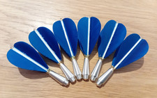 REAL FEATHER DART FLIGHTS VINTAGE STYLE  1/4 THREAD 2 1/2" LONG BLUE 2 X SETS