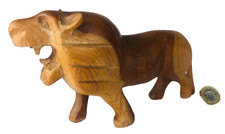 Ornament Lion Hand Carved Made in Kenya Leo Product Wood Wooden Vintage ra