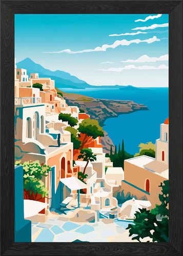 Mediterranean village seascape - village,