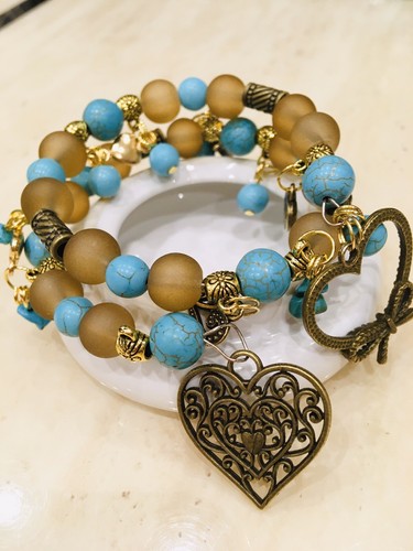 Brown frosted glass turquoise - frosted,