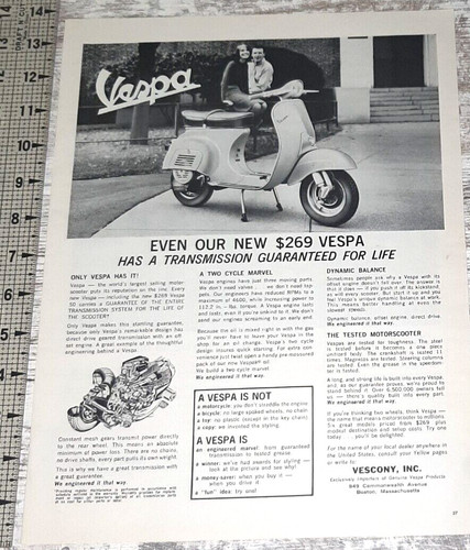 1964 vespa vintage print - vintage, ad