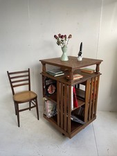 Large vintage revolving library storage cabinet display shelf
