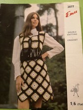 CROCHET PATTERN EMU 2877 VINTAGE 60s 70s hippy boho tassel waistcoat mini skirt