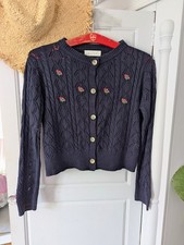 Olive Clothing Navy Embroidered Cardigan Size 6/8 /10 Size S