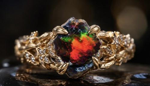18k gold natural rough black - gold,