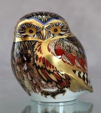 Royal Crown Derby 'Little Owl' Paperweight 1st Quality Gold Stopper
