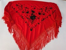 Red Flamenco Shawl Scarf with