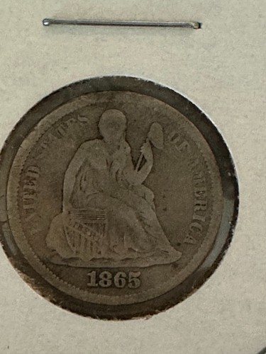 1865 seated liberty dime vf - 1865-s, dime,