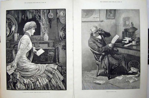 Original old antique print - old,