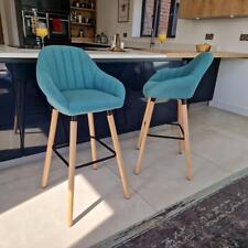 Set of 2 Kitchen Counter Island Bar Stools with Backs Green Fabric