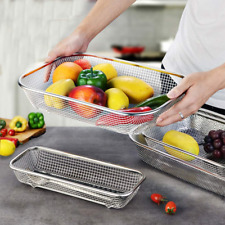Wire Mesh Colander Tray Fruit Vegetable Rinsing Basket Storage Rack Strainer 
