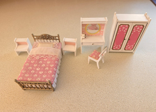 Vintage lundby pink bedroom - vintage,
