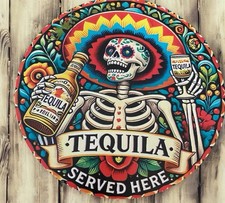 Tequila Sugar Skull Sign 8x8