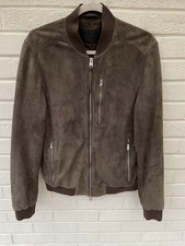 All Saints Leather Jacket Mens Medium Brown Suede Goat Soft Kemble Celebrity