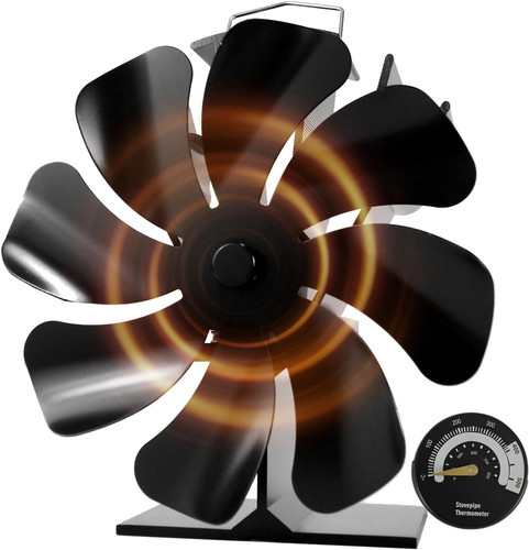Log burner stove fan - stove, 8-blade