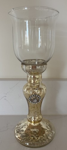 Clear gold hurricane goblet - clear,