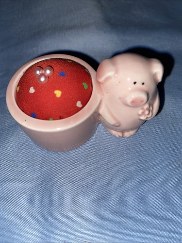 Cute ceramic pink pig - pig, pin