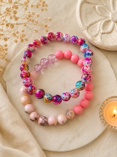 Colourful pink beaded - pink,