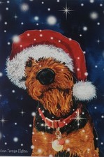 'The Missing Hat' Airedale Terrier Christmas Cards X 8 By Ann Curran Of Ragtail