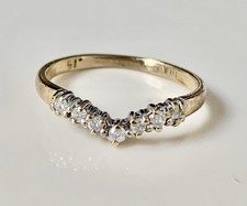 Gold 9ct Diamond Wishbone Ring Size J/ K