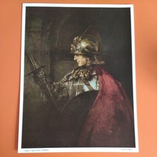 Vintage Rstro 50s Athena Print Man In Armour Rembrandt Van Rijn Unframed Picture