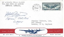 USA 1939 30c Signed Cover from NY to London with Captain's Log  for Flying Boat