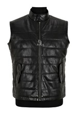 Mens Winter Leather Vest Black