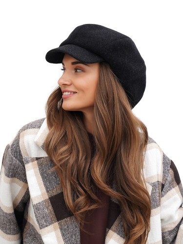 Women gray wool - newsboy, cap