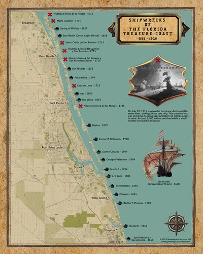 Shipwreck map the florida - map,