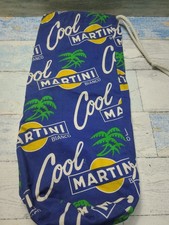 Vintage Martini Bianco Cool Bottle Cooler Sleeve Cooler Blue Repeat Logo Pattern