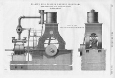 RHYMNEY IRONWORKS Rolling Mill Engines 2 x Antique Engineering Prints 1883