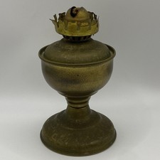 Antique Brass Oil Lamp 15cm Tall Vintage Paraffin Table Lamp with Wick Burner