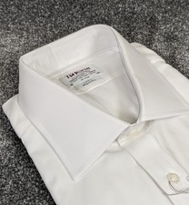 TM Lewin White Textured Luxury Regular Fit Finest Cotton Mens Shirt 18" Long 