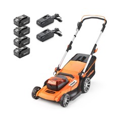LawnMaster Cordless Lawn Mower - Large 48V 46cm Lawnmower with Spare Batteries