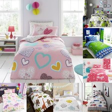 KIDS Single Bed BEDDING SET Reversible Duvet Quilt Cover Pillowcase Boys Girls