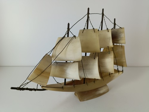 Vintage cow horn sailing ship - sailing,