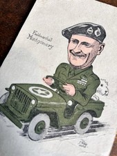 Vintage 1940s POSTCARD MILITARY FIELD MARSHALL MONTGOMERY CARICATURE PETER LUTZ