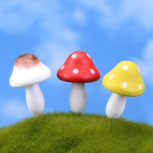 5pcs wooden mushroom ornaments - 5pcs,
