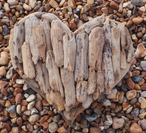 Driftwood wall heart sculpture - wall,